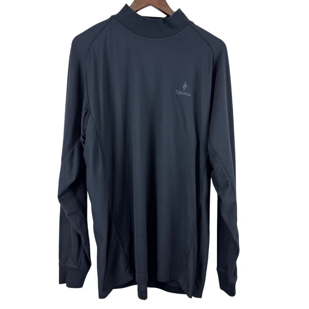 Zero Restriction Men's Mock Neck Shirt Long Sleeve T400 Black ESTANCIA Golf XXL
